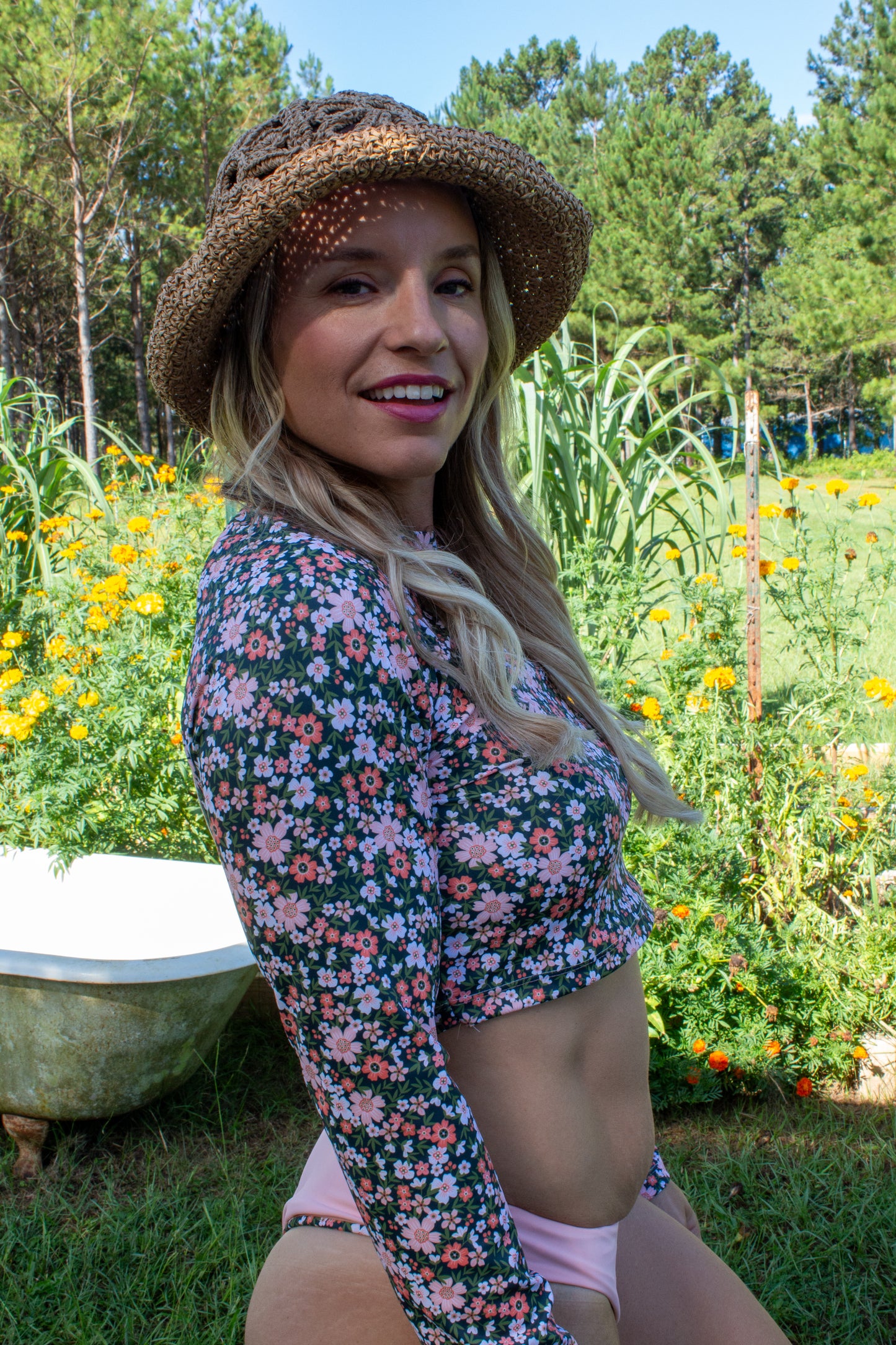 Long Sleeve Rashie: Peachy Petal
